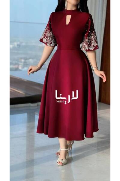 HASNAADRESS Retal Dress – The luxury of burgundy color and enchanting sleeve ...