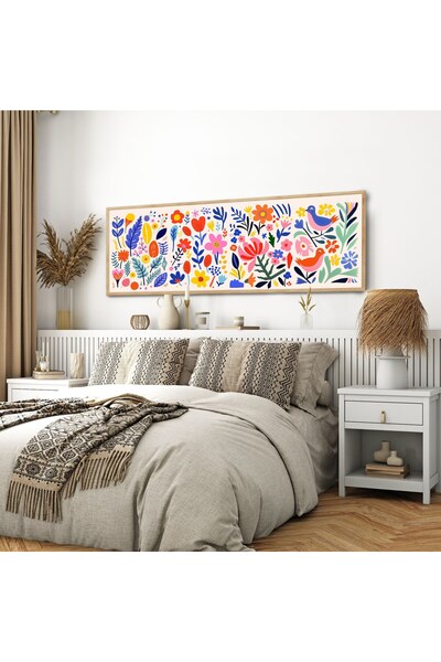 woodhomeworks Tek Parça Gerçek Ahşap yatay Panorama Çerçeveli Tablo
