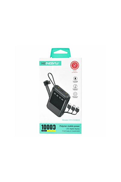 Hongyu 10000 mAh external battery with integrated 4-in-1 cables and LED display