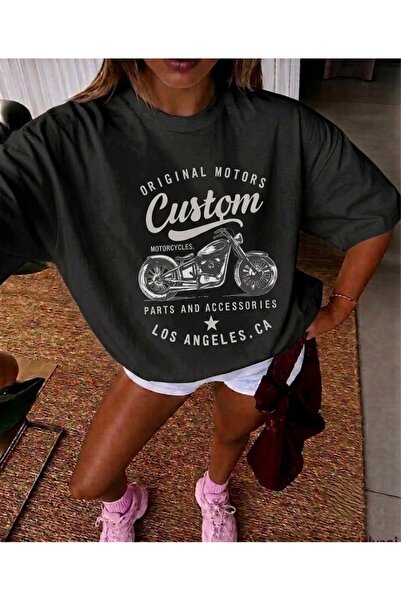 LELVANİ Unisex Original Motors Custom Los Angeles Ca Front Printed T-Shirt