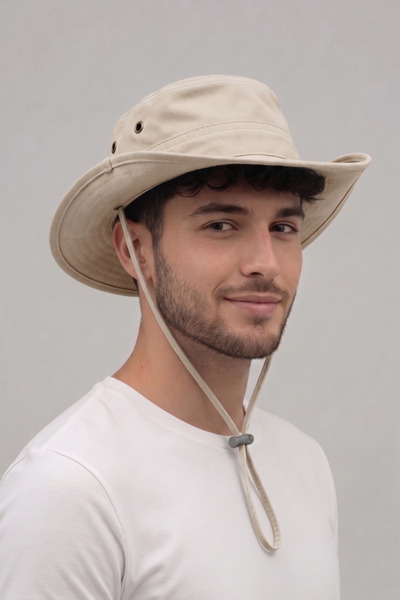 Mollycrush Drawstring Fisherman Hat Summer Sun Protection Travel Gift |   Light Beige Unisex with Foldable Sides