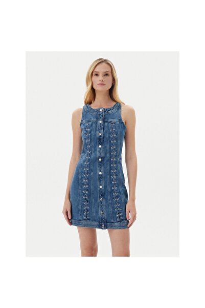 Guess Γυναικείο Τζιν Φόρεμα W5GK93D4H7C Μπλε
