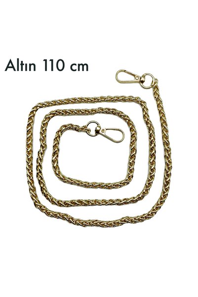Oxford İplik Knitted Bag Chain Gold 110 cm