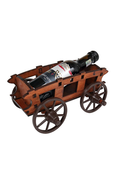 LimArt Suport decorativ artizanal din lemn, model Caruta, pentru sticla de vi...