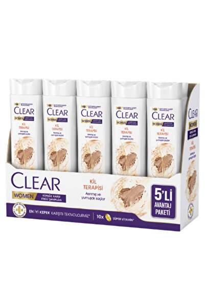 Clear Women's Anti-Dandruff Shampoo Clay Therapy 350 ml X 5 Pieces