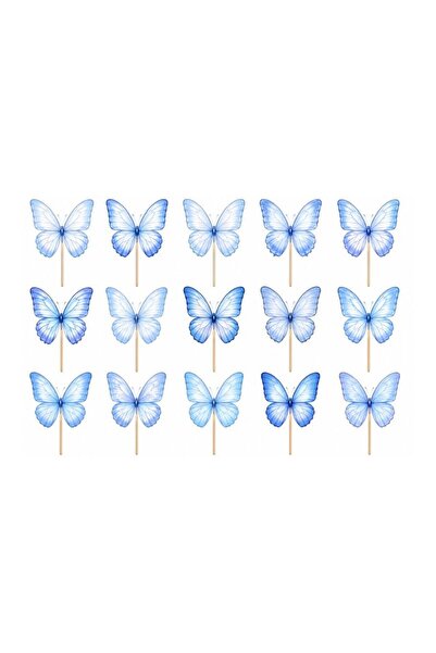 DecoParty Set de decor pentru tort – Tematică cu fluturi albastru deschis, 15...