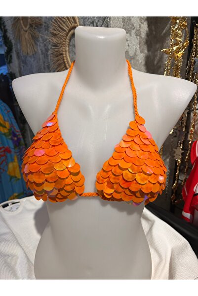AROHA butik el örgüsü pullu bikini üstü