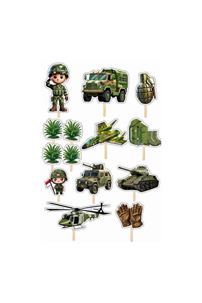 DecoParty Set de decorațiuni pentru tort – Tematică militară, 14 piese, Carto...