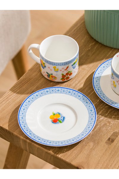 LC Waikiki Atalier Sebe Farkiyla Lcw Home Mixed Printed Porcelain Coffee Cup Set for 2 People 115 ml