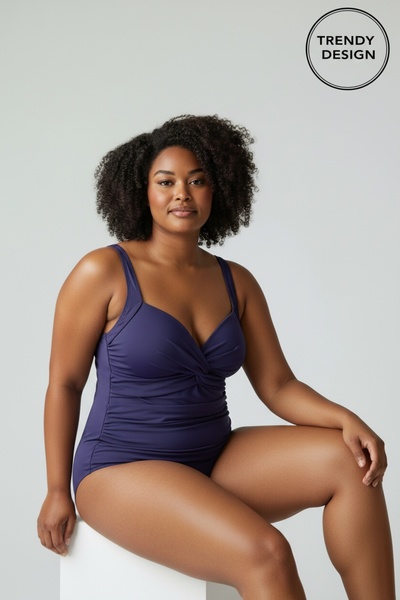 Trendy Design Costum de Baie Întreg Modelator cu Drapaje – Eleganță și Încred...