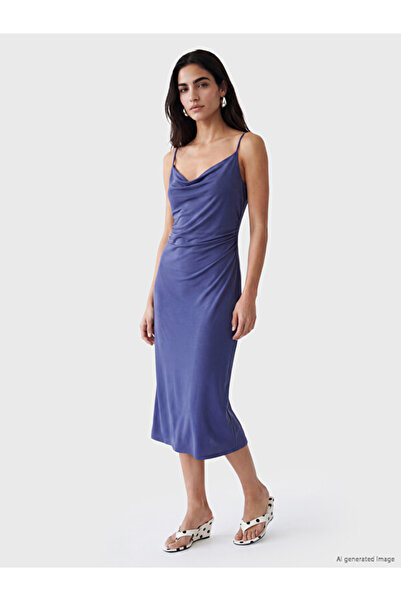 LC Waikiki Esvab • Modern & Distinctive Draped Roba Collar Drawstring Dress