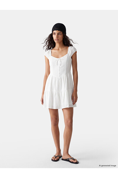 LC Waikiki Esvab • Modern & Distinctive Waist-Slit Poplin Corset Mini Dress