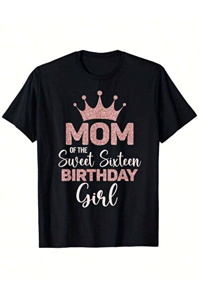 4CR تي شيرت Mom Of The Girl - تي شيرت بتصميم تاج الورد والحرف اللامع، 180 جرا...