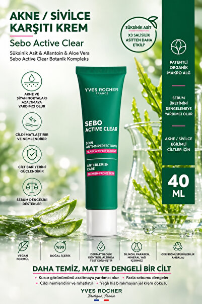 Yves Rocher Anti-Blackhead Mattifying Face Cream Gel - 40 ml