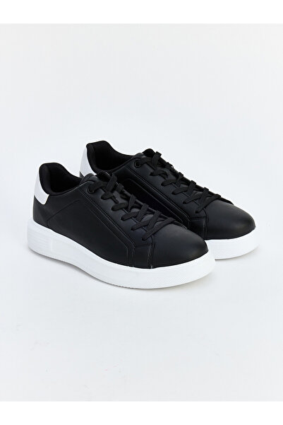 LC Waikiki Lcw Steps Black Leather Look Men's Sports Shoes