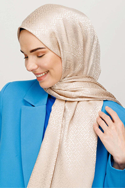 wesscollection Chain Patterned Shimmering Jacquard Woven Women's Shawl 75X185 cm
