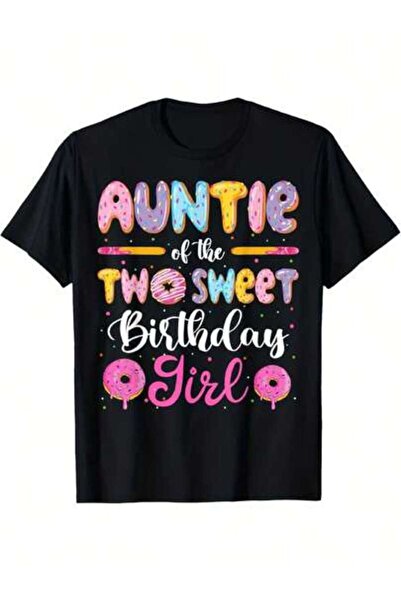 Astogria13 تي شيرت برسومات Auntie Of The Two Sweet Birthday Donut - ناعم، مري...
