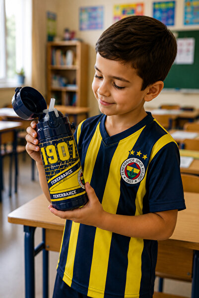 Fenerbahçe قارورة مياه فولاذية مرخصة سعة 500 مل مع شفاطة وعلبة، قارورة مياه أ...