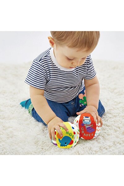 FISHER PRICE كرة خشخيشة قطيفة للأطفال، لعبة حسية 10 سم، عرض من 12 قطعة للتطور...