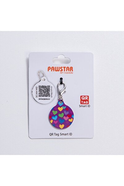 Pawstar Hearts Desenli Qr Tag Evcil Hayvan Künyesi İsimlik Pet Tag Köpek Küny...