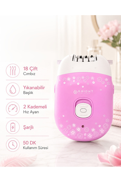 Bright Elegance BE-1189 Kablolu / Kablosuz Şarjlı 2 Kademe 18 Çift Cımbız Epi...