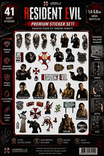 NEORA Resident Evil 41 Adet Sticker Seti | Dekoratif Çıkartma Paketi
