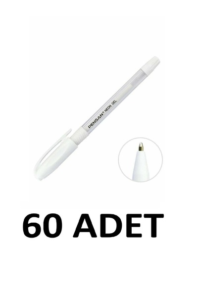 Pensan 60 Pieces Neon Jell Pen 1.0 mm White