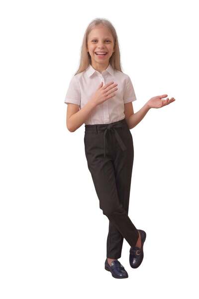 NEWKİDS Girls' School Pants Syh Slim Fit Tight Cut