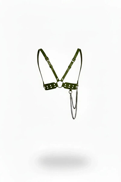 Angels Passion Khaki Women's Belt with Chain Detail and Studded Body Accessory