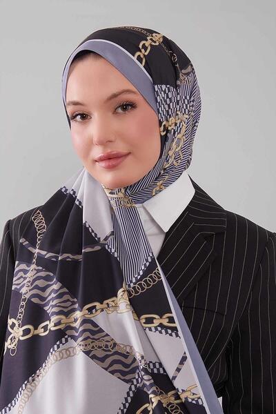 Levidor Gray Gold Chain Pattern Moos Chrep Shawl