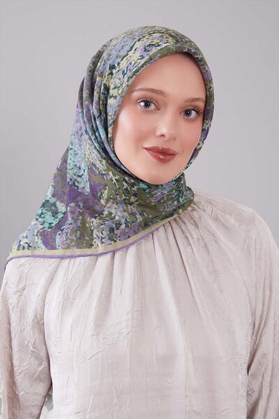 Levidor Light Purple Mosaic Pattern Silk Coton Scarf
