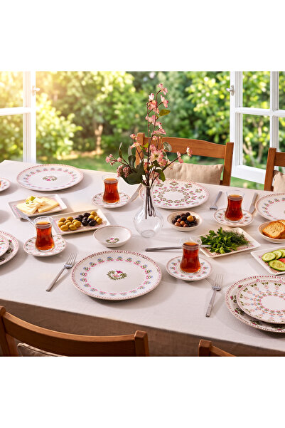 Aryıldız Ivy Pink 32 Parça 6 Kişilik Kahvaltı Takımı