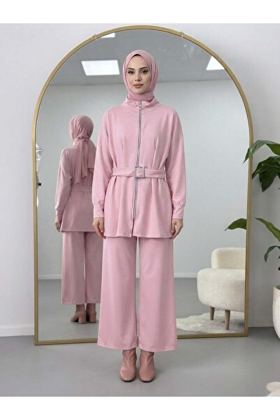 modasindoma Loyşa Belt Detailed Trouser Suit Pink