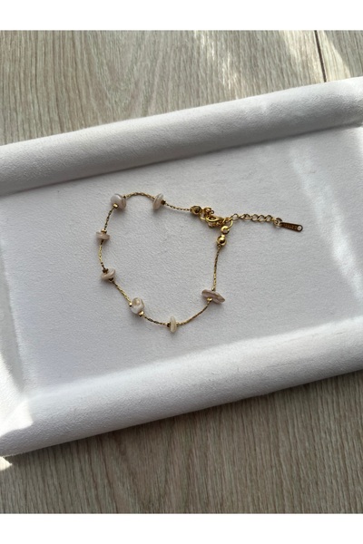Pel Design Broken Pearlescent Stone Natural Stone Steel Gold Color Bracelet