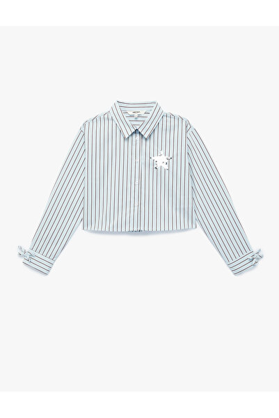 Koton Star Detailed Sequined Long Sleeve Cotton Striped Shirt