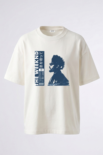 Anetos The Weeknd_57 Design Printed Oversize White T-Shirt