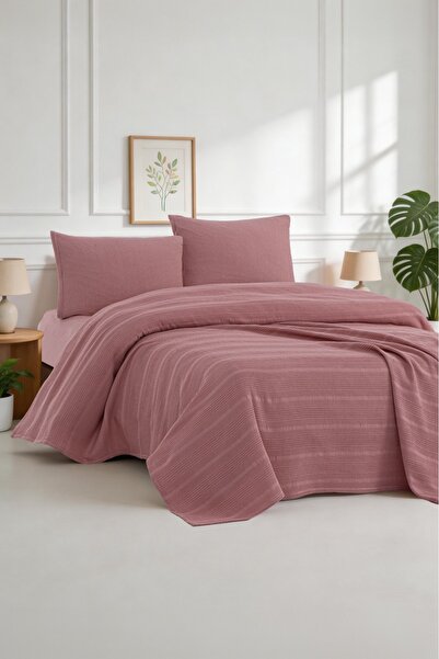 evdehome Pamuk Dual Tek Kişilik Pike Seti 160x230, Lastikli Çarşaf 100x200, 1...
