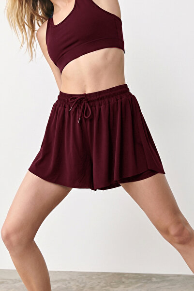 VODENS Women's Burgundy Loose Fit Leggings Sports Shorts