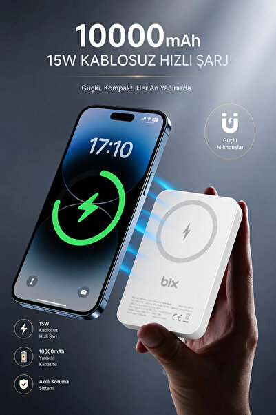 EXENAR iPhone ile Uyumlu Magsafe Powerbank Kablosuz 15W Hızlı Şarj 20W USB-C Hızlı Şarj Qi
