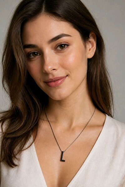 Monalisa Home Silver Color Steel Letter''L'' Flat Chain Necklace