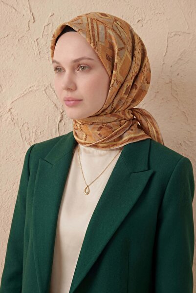 Silk Home Soft Scarf Geometric Pattern Pale Orange 90X90