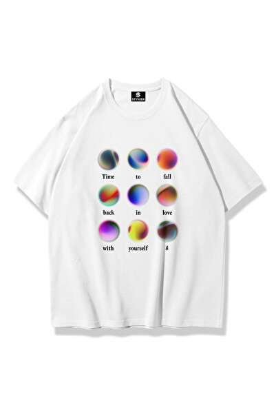 STYKEER Unisex Oversized T-Shirt "Aura" Printed Loose Fit White T-Shirt
