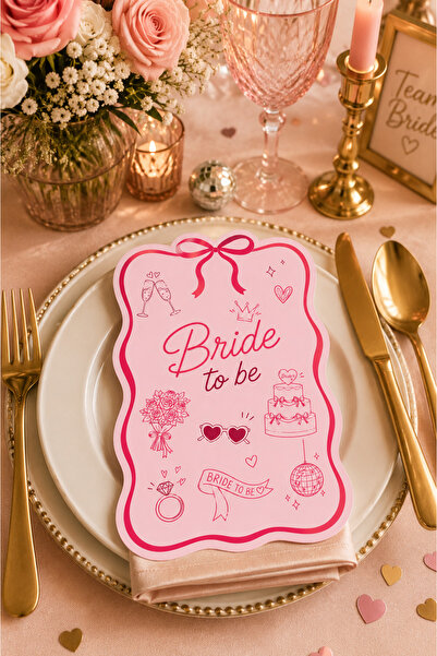 P&B COLLECTION WORKSHOP Bride To Be | Bekarlığa Veda | 10 adet masa kartı, Fi...