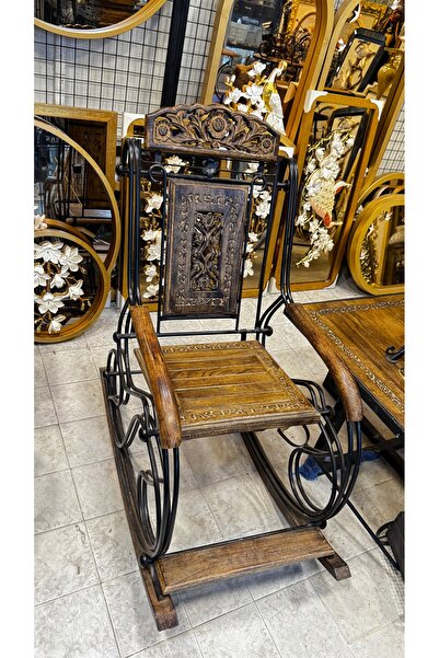 Genel Markalar ESTERHOMEDECOR Ahşap işlemeli metal sallanan sandalye ahşap oy...