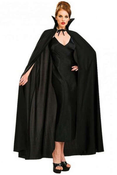 ZERO LAND Ilkestor Black Color Collared Halloween Cape (12104) 120 cm