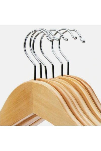 ÖZKAHRA TEKSTİL 10 Pieces Wooden Clothes Hangers Shirt Pants and Skirt Hangers