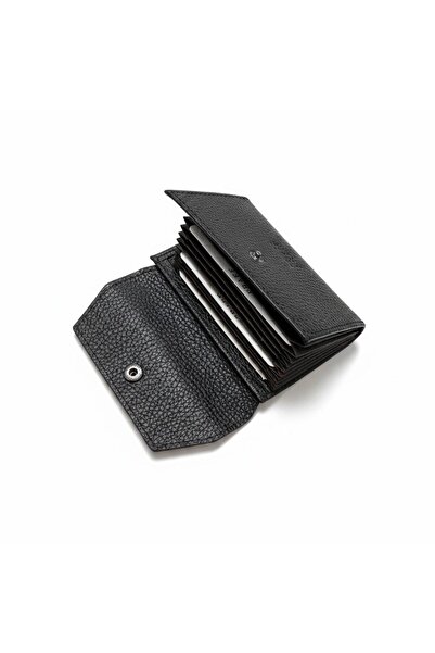Praff Prf-200727 Unisex Genuine Leather Snap Fastener Accordion Card Holder