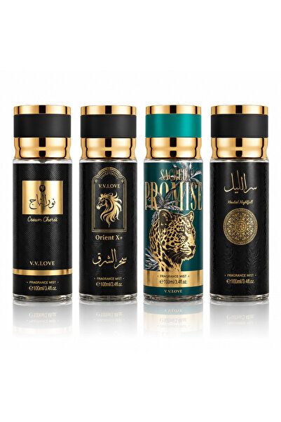 V.V LOVE Set 4 sprayuri parfumate Unisex, Fragrance Mist, 4×100 ml, V.V.LOVE®