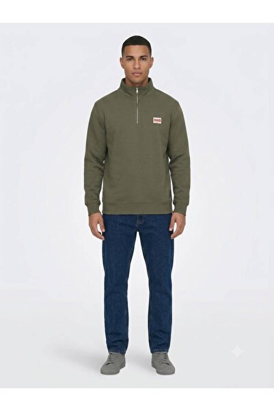 Only & Sons سترة ONSDAWSON REG LS HALF SWEATSHIRT للرجال باللون الأخضر - 2203...