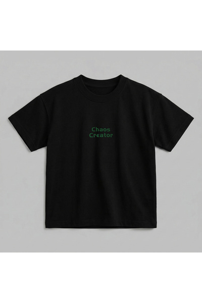 %100 Pamuklu Chaos Creator Nakışlı Heavyweight T-shirt